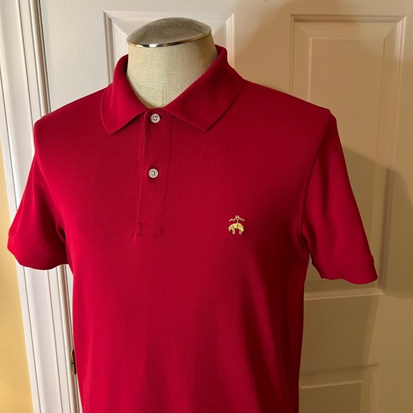 EUC Men's Brooks Brothers Red Slim Fit Short Sleeve Pique Polo Shirt Size MEDIUM - Picture 2 of 2